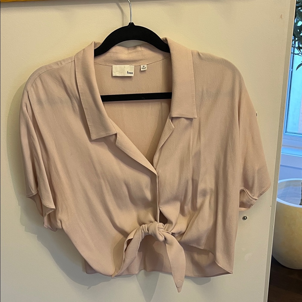 Wilfred Button-Down Tie-Front Shirt - Light Pink